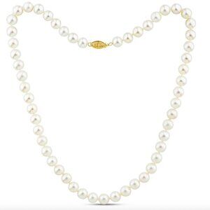 11-12mm, White FW Cultured Pearl & 14k Yellow Gold Necklace, 19.5 Inch